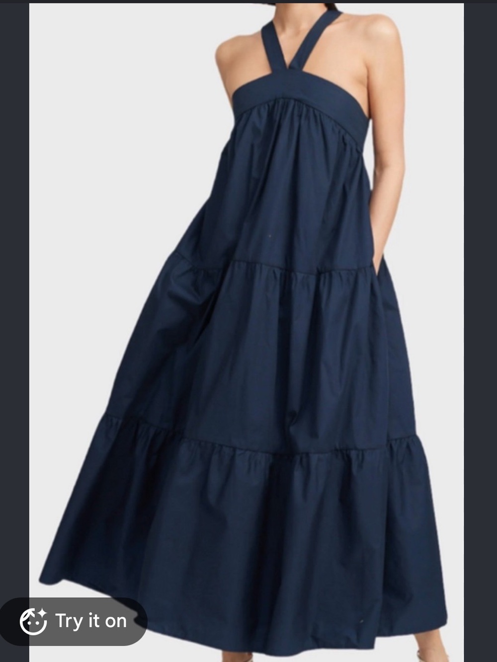 Tuckernuck Navy Irene En Saison Maxi Halter Cross Back Dress